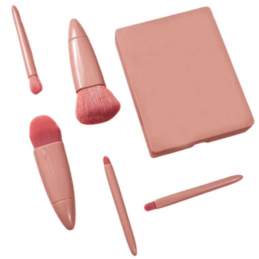Mini kit 5 Pçs Pincéis De Maquiagem com Espelho